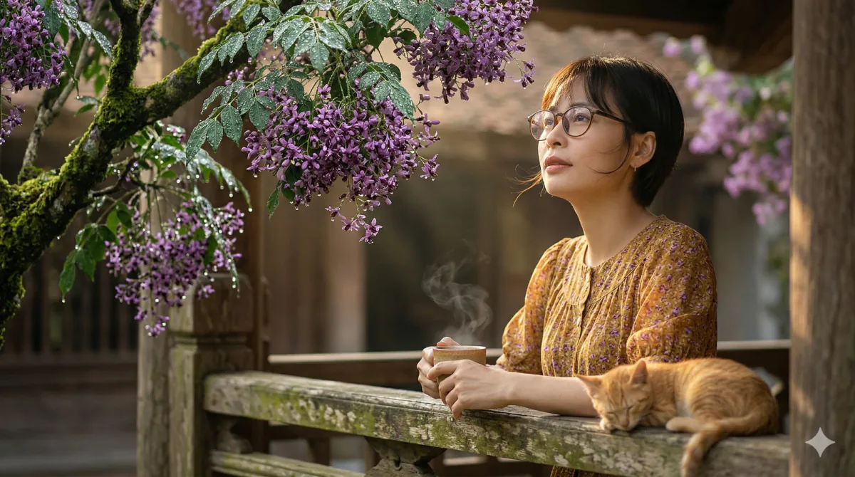 Kiều Oanh Trần bên hiên nhà, minh hoạ bài Tử vi là gì