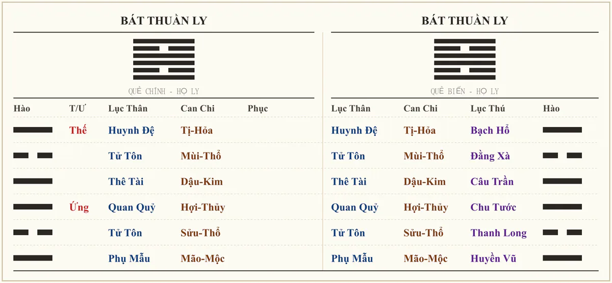 Quẻ Bát Thuần Ly - ví dụ xem chuyện người yêu tự sát