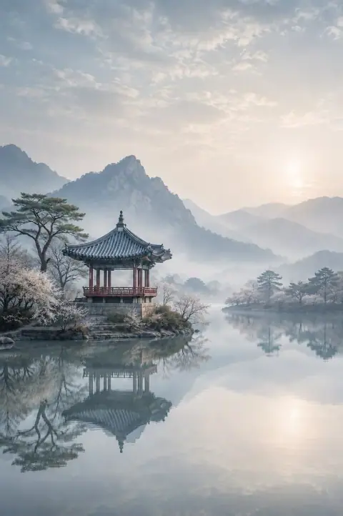 Hồ Panggong xanh biếc và ngôn ngữ sống động của màu sắc
